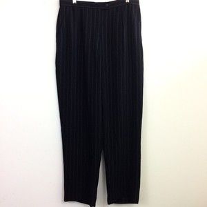 Jones NY Classic Black Pinstripe Trousers Dress Pants 16 NWOT
